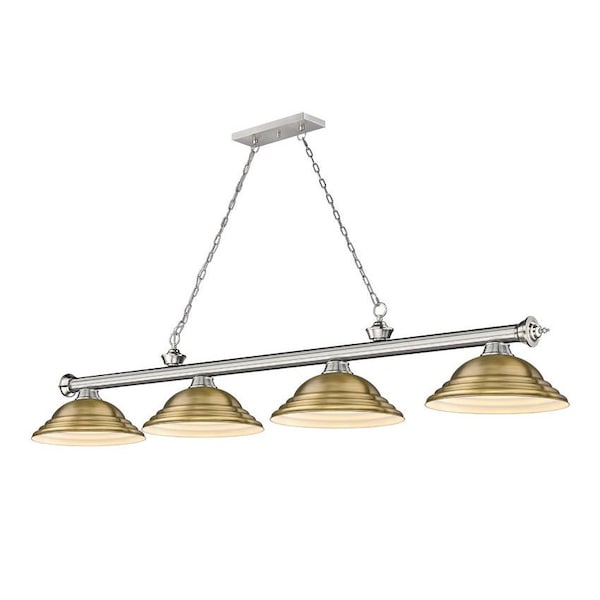Z-Lite Cordon 4 Light Billiard, Brushed Nickel & Rubbed Brass 2306-4BN-SRB - main